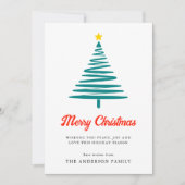 Moderne minimale kerstboom Vrolijk kerstfeest Feestdagenkaart (Voorkant)