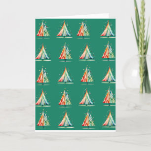 Moderne minimale kerstboom waterkleur feestdagen kaart