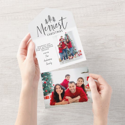 Moderne, minimale kerstboomfoto, alles in all in one uitnodiging (Afscheurbaar)