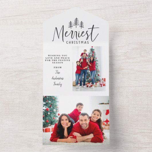 Moderne, minimale kerstboomfoto, alles in all in one uitnodiging (Binnen)