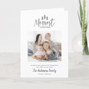 Moderne, minimale kerstfeestdag met één foto feestdagen kaart