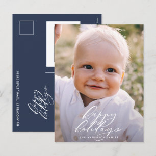 Moderne, minimale kerstfeestdag met foto feestdagenkaart