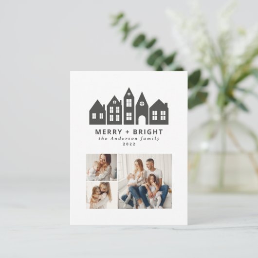 Moderne, minimale kerstfeestdagen in Scandinavië 3 Feestdagenkaart (Staand voorkant)