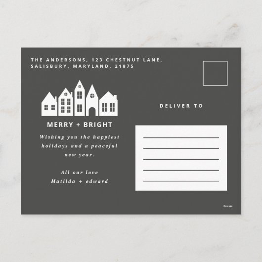 Moderne, minimale kerstfeestdagen in Scandinavië 3 Feestdagenkaart (Achterkant)