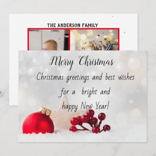 Moderne, minimale kerstfeestelijke multi-foto Holi Feestdagenkaart (Voorkant / Achterkant)