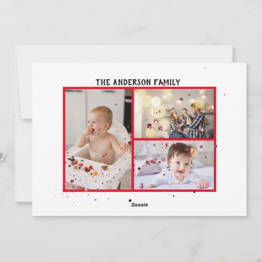 Moderne, minimale kerstfeestelijke multi-foto Holi Feestdagenkaart (Achterkant)