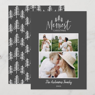 Moderne, minimale kerstfeestelijke multi-fotoholid feestdagenkaart
