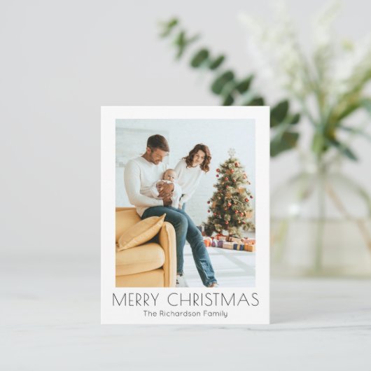 Moderne minimale kerstfoto Elegante Sjabloon (Staand voorkant)