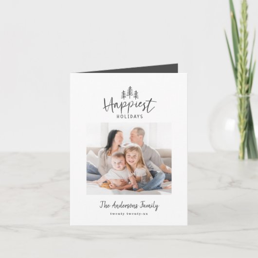 Moderne, minimale kerstfoto feestdagen kaart (Voorkant)