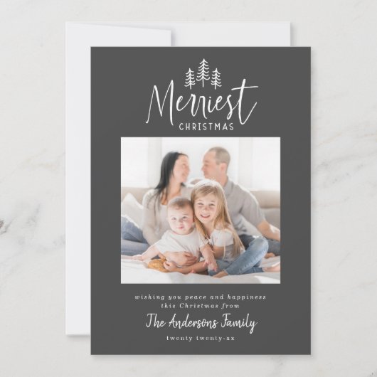 Moderne, minimale kerstfoto feestdagenkaart (Voorkant)