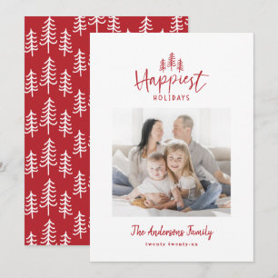 Moderne, minimale kerstfoto feestdagenkaart