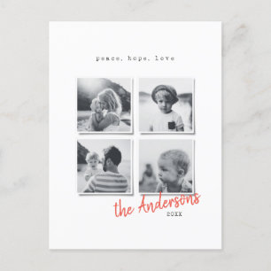 Moderne minimale kerstfoto feestdagenkaart