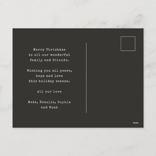 Moderne minimale kerstfoto feestdagenkaart (Achterkant)