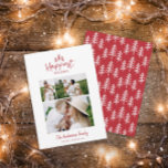 Moderne, minimale kerstfoto feestdagenkaart<br><div class="desc">Moderne,  minimale kerstfeestelijke,  stijlvolle multi-fotovakantiekaart. Met moderne handgetekende tekst en bomen. De achtergrondkleur kan worden aangepast.</div>