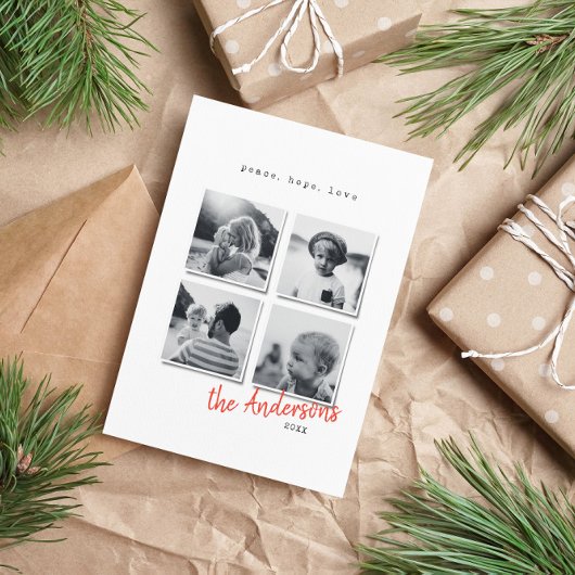 Moderne minimale kerstfoto feestdagenkaart