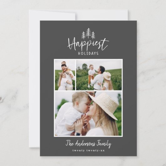 Moderne, minimale kerstfoto feestdagenkaart (Voorkant)