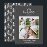 Moderne, minimale kerstfoto feestdagenkaart<br><div class="desc">Moderne,  minimale kerstfeestelijke,  stijlvolle multi-fotovakantiekaart. Met moderne handgetekende tekst en bomen. De achtergrondkleur kan worden aangepast.</div>