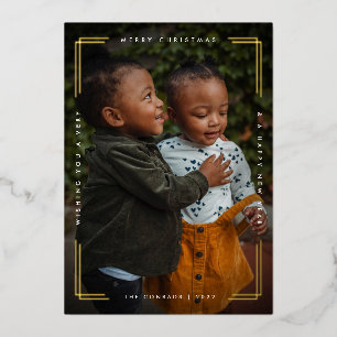 Moderne, minimale kerstfoto folie feestdagenkaart