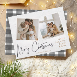 Moderne, minimale kerstfoto-kaart feestdagenkaart