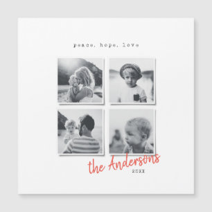 Moderne minimale kerstfoto vakantie magneet kaart