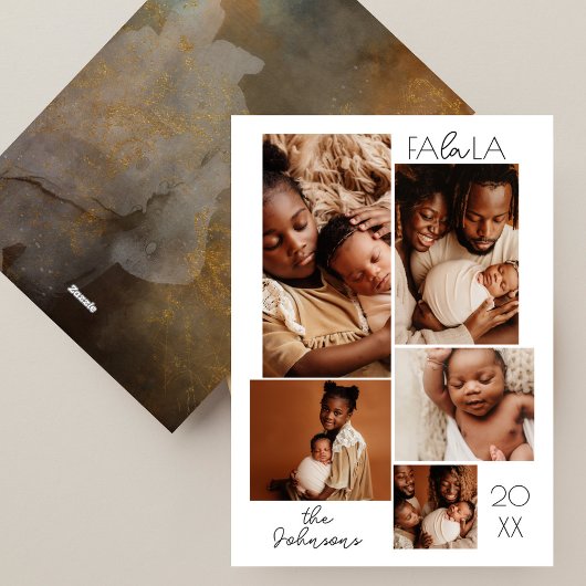 Moderne minimale kerstfotocollage feestdagenkaart