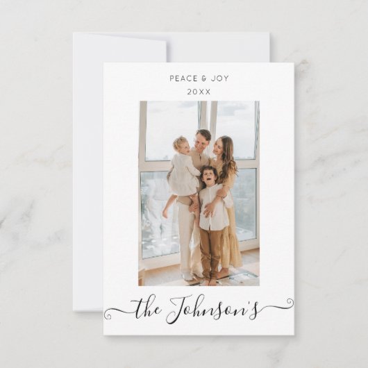 Moderne, minimale kerstfotokaart bedankkaart (Voorkant)