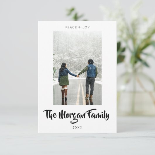 Moderne, minimale kerstfotokaart bedankkaart (Staand voorkant)