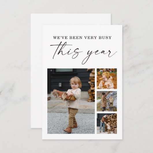 Moderne, minimale kerstfotokaart bedankkaart (Voorkant / Achterkant)