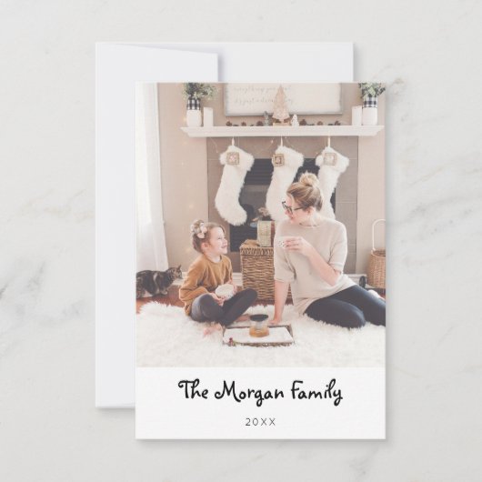 Moderne, minimale kerstfotokaarten bedankkaart (Voorkant)