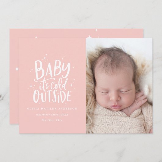 Moderne minimale kerstgeboorte aankondiging (Voorkant / Achterkant)