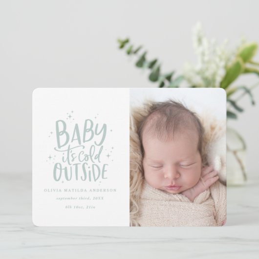 Moderne minimale kerstgeboorte aankondiging (Staand voorkant)