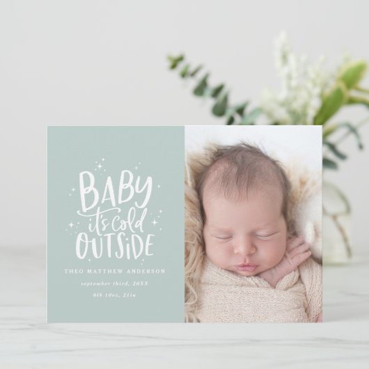 Moderne minimale kerstgeboorte aankondiging (Staand voorkant)