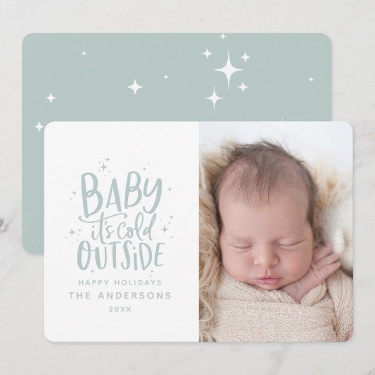 Moderne minimale kerstgeboorte aankondiging (Voorkant / Achterkant)