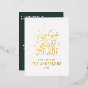 Moderne, minimale kerstgroene elegant folie feestdagen briefkaart