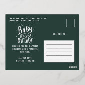 Moderne, minimale kerstgroene elegant folie feestdagen briefkaart (Achterkant)