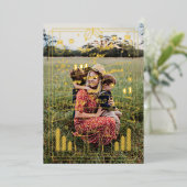 Moderne, minimale kerstlijnkunst | 5 Foto Folie Feestdagenkaart (Staand Voorkant)