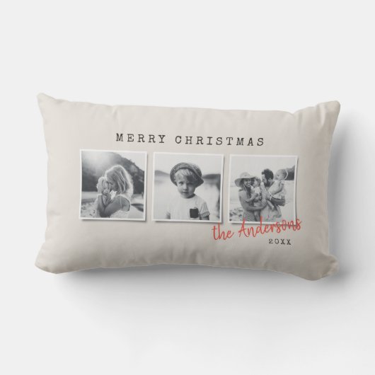 Moderne minimale Kerstmis multi foto home decor Kussen (Achterkant)