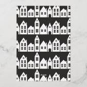 Moderne, minimale Kerstmis Noordse huizen 3 foto Folie Feestdagenkaart (Achterkant)