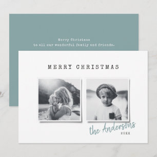 Moderne, minimale kerstmulti-foto feestdagenkaart