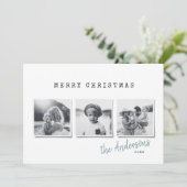 Moderne, minimale kerstmulti-foto feestdagenkaart (Staand voorkant)