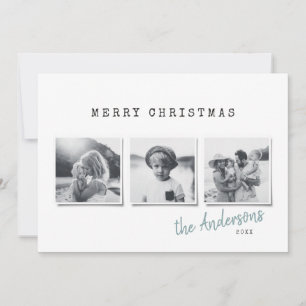 Moderne, minimale kerstmulti-foto feestdagenkaart