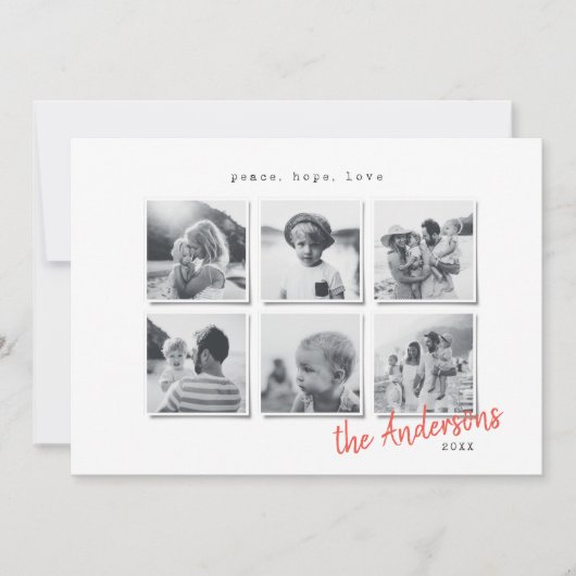 Moderne, minimale kerstmulti-foto feestdagenkaart (Voorkant)