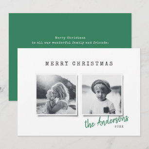 Moderne, minimale kerstmulti-foto feestdagenkaart