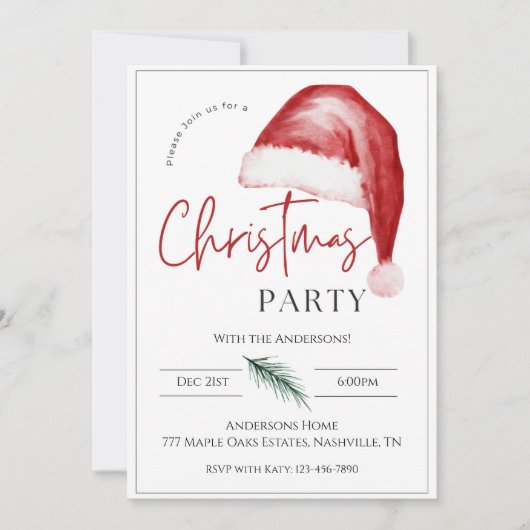 Moderne minimale kerstmuts kerstfeest kaart (Voorkant)