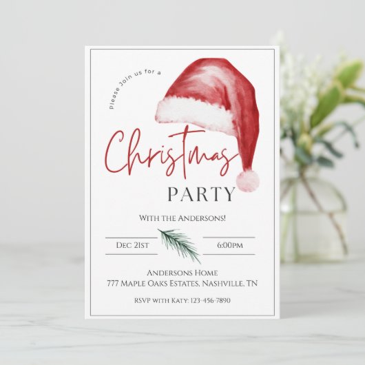 Moderne minimale kerstmuts kerstfeest kaart (Staand voorkant)