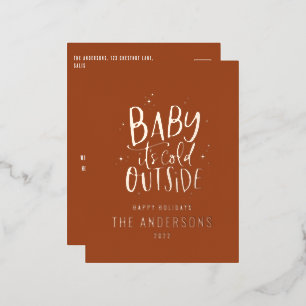 Moderne minimale kerstterracotta elegante Folie H Folie Feestdagen Briefkaart