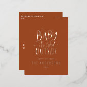 Moderne minimale kerstterracotta elegante Folie H Folie Feestdagen Briefkaart (Voorkant / Achterkant)