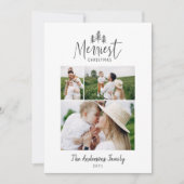 Moderne, minimale kersttong multi-foto feestdagenkaart (Voorkant)