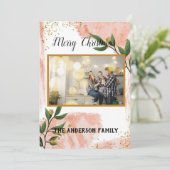 Moderne, minimale kersttong multi-foto feestdagenkaart (Staand voorkant)