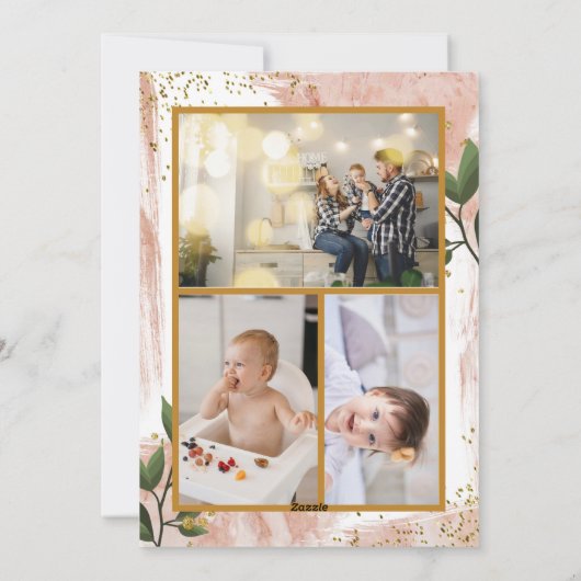Moderne, minimale kersttong multi-foto feestdagenkaart (Achterkant)